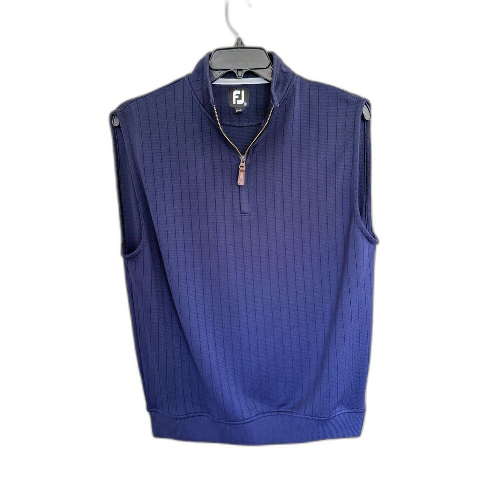 FootJoy Men's Blue Ribbed 1/4 Zip Golf Vest Size Medium FJ Performance